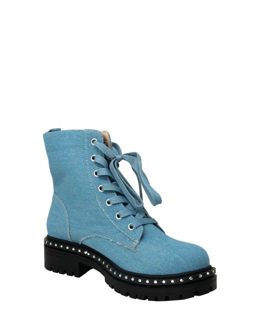 In Touch Footwear Blue Mira Studded Lug Combat Boot