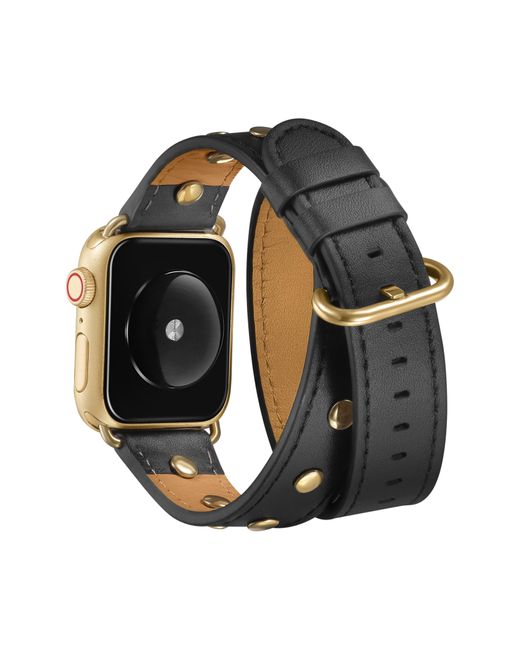 The Posh Tech Black Leather Wrap Strap For Apple Watch®