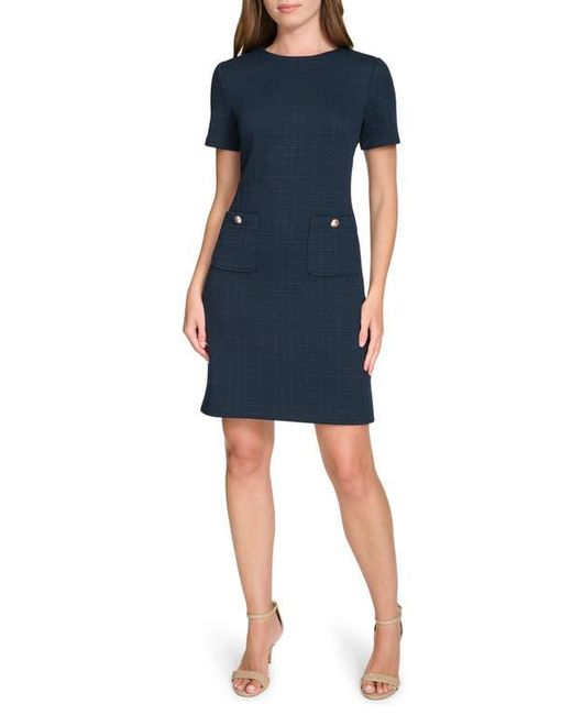 Tommy Hilfiger Blue Windowpane Short Sleeve Shift Dress