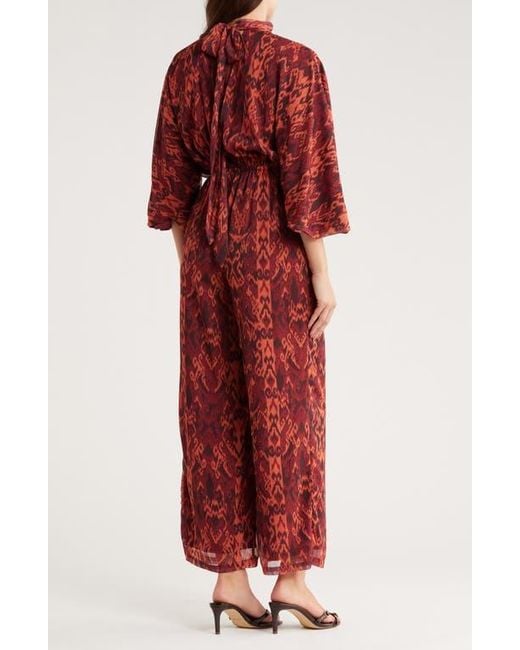 AREA STARS Red Rosalie Mock Neck Jumpsuit