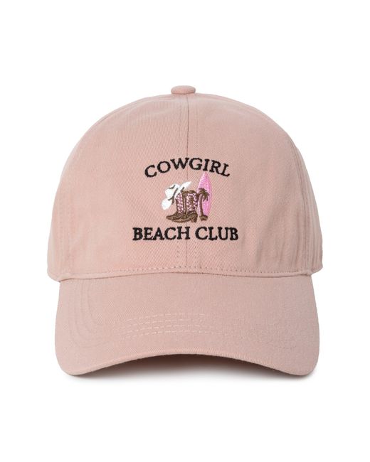 David & Young Pink Cowgirl Beach Club Embroidered Cotton Baseball Cap