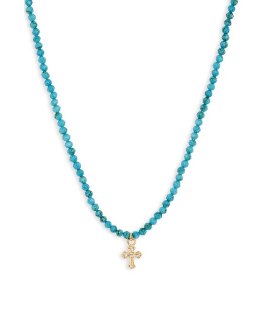 Argento Vivo Sterling Silver Blue Beaded Cross Pendant Necklace