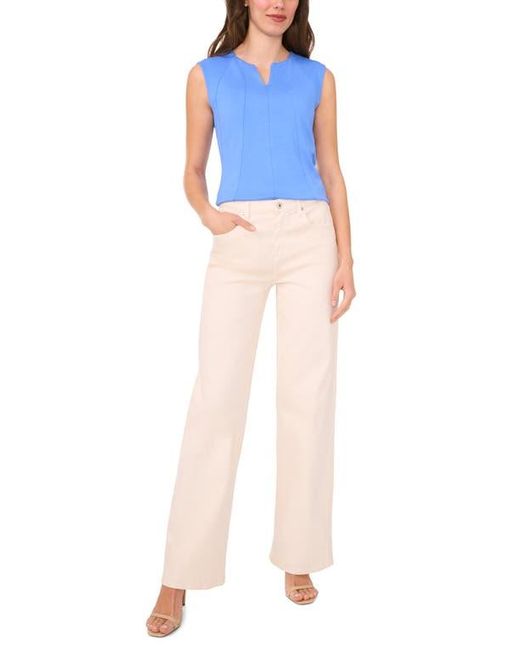 Halogen® Blue Seamed Notch Neck Ponte Shell