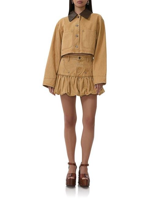 AFRM Brown Wrenley Crop Denim Jacket