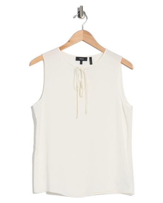 Theory White Split Neck Silk Shell