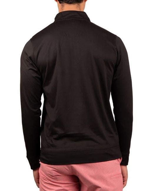 Tailorbyrd Black Solid Mesh Quarter Zip Sweater for men