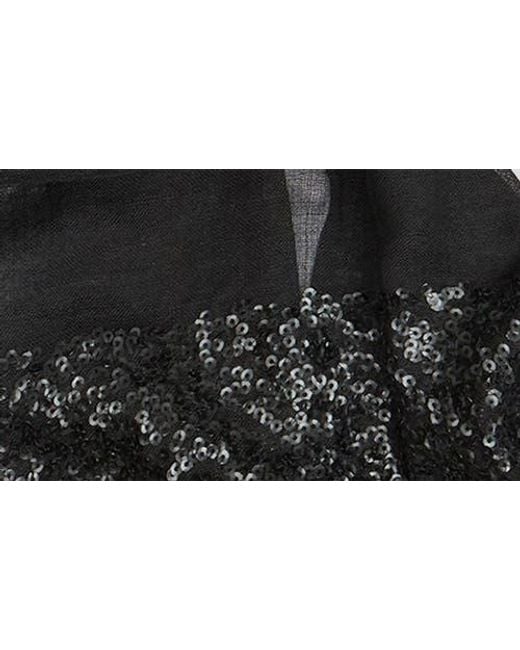 Saachi Black Sequin Wool Formal Scarf