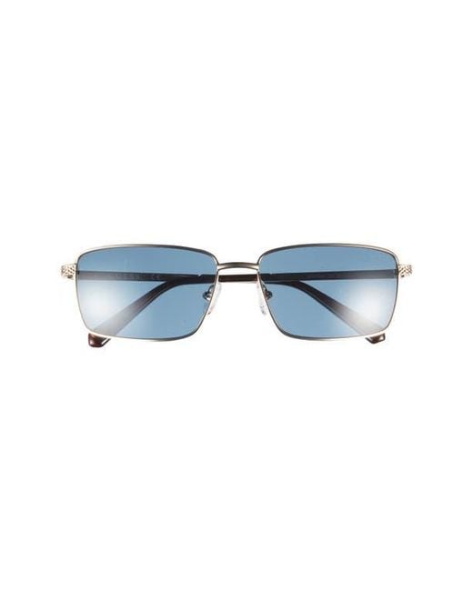 Guess Blue 59Mm Rectangular Sunglasses