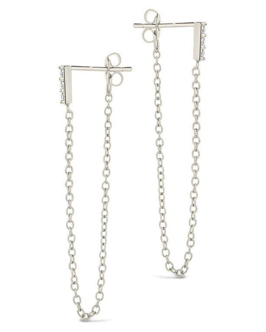 Sterling Forever White Chelsea Cubic Zirconia Chain Drop Front/Back Earrings