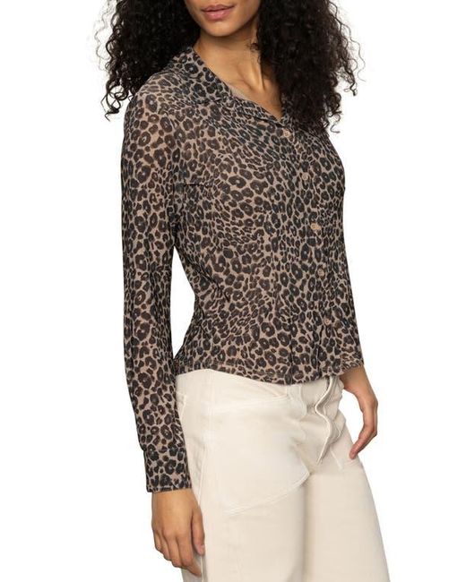 Sanctuary Black Mesh Button-Down Shirt