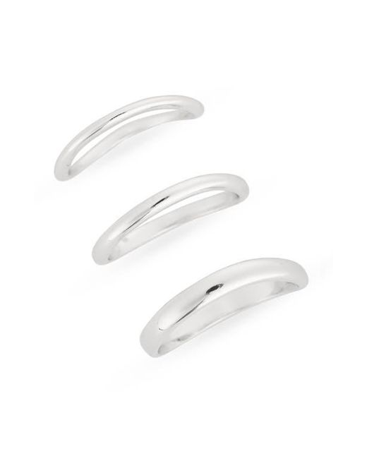 Nordstrom Rack White Demi-Fine Set Of 3 Wavy Band Rings