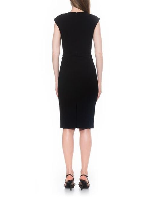 Alexia Admor Black Essence Cap Sleeve Midi Sheath Dress