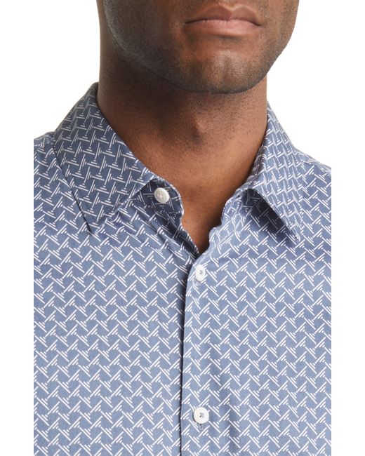 Ted Baker Blue Willuw Line Geo Print Button-up Shirt for men