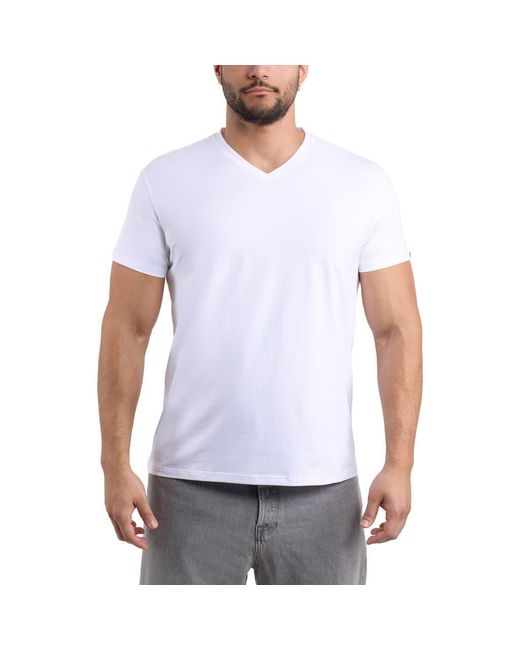 Xray Jeans White Soft V-Neck Cotton Blend Tee for men