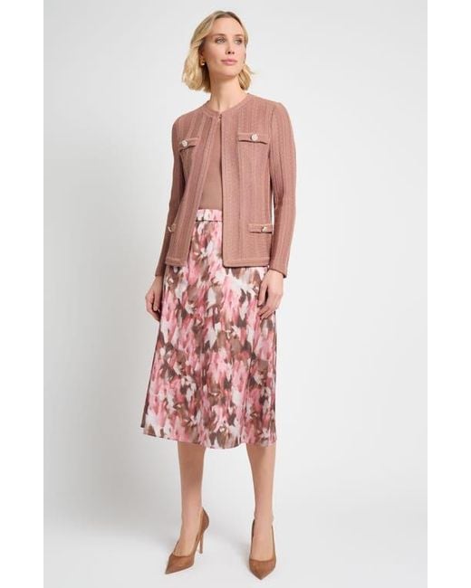 Misook Pink Heritage Braided Cable Soft Knit Jacket