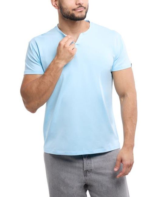 Xray Jeans Blue Soft Cotton Split Neck T-Shirt for men