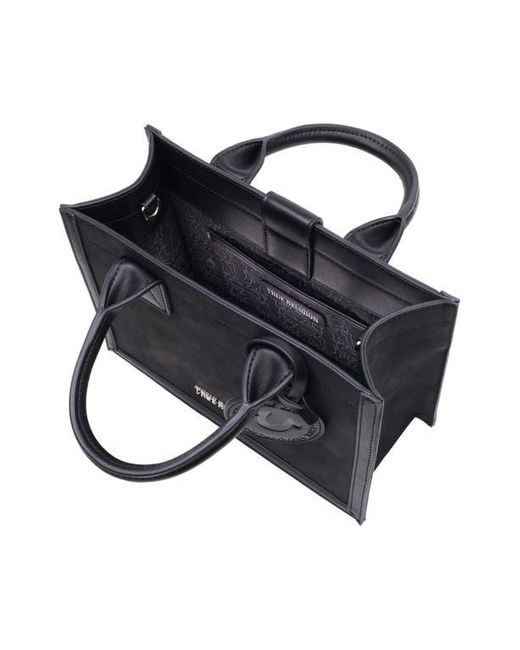True Religion Black Top Handle Box Tote Bag