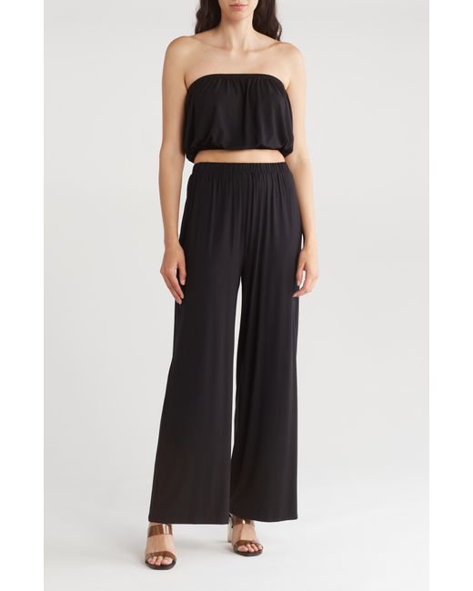 Lulus Black Miami Muse Strapless Two-piece Crop Top & Maxi Skirt