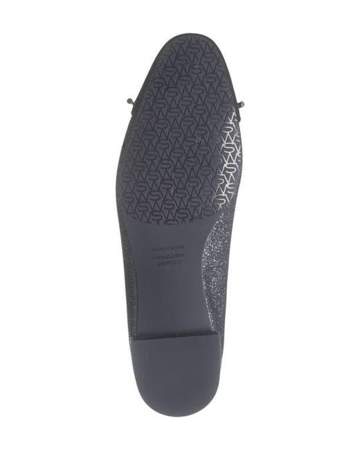 Stuart Weitzman Blue Sleek Cap Toe Bow Flat