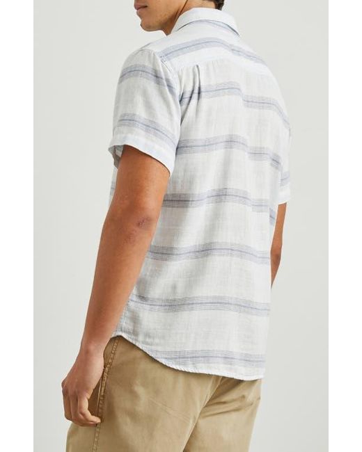 Rails White Fairfax Stripe Short Sleeve Cotton Button-Up Shirt for men