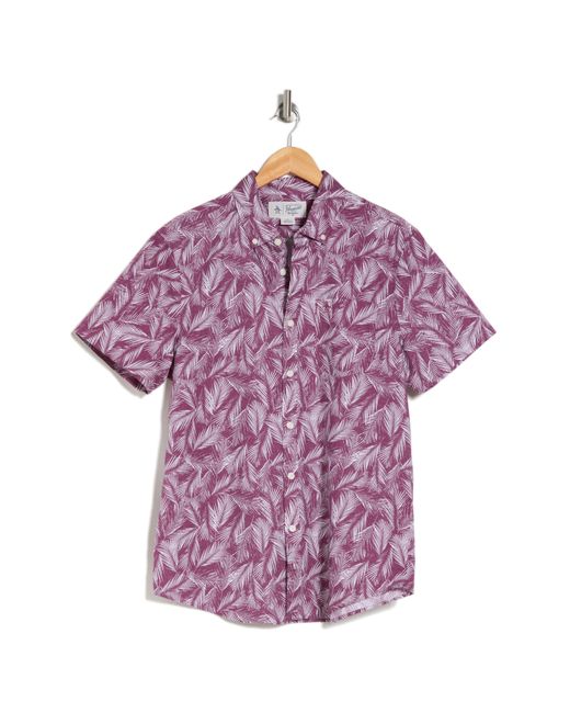 Original Penguin Purple Short Sleeve Stretch Cotton Poplin Button-up Shirt for men