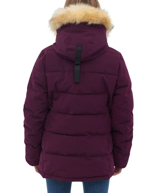 Bench Hooded Puffer Jacket With Faux Fur Trim in Purple Lyst