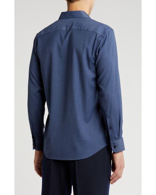 Tom Baine Blue Performance Button-Up Shirt for men