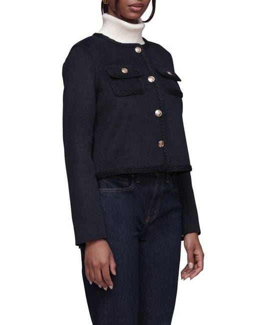 Bagatelle Blue Cropped Collarless Jacket