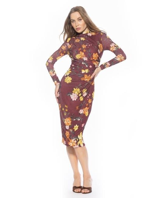 Alexia Admor Red Kim Bodycon Long Sleeve Midi Dress