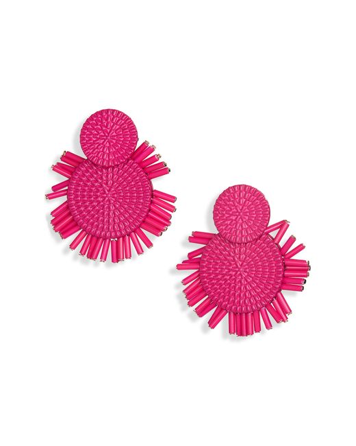 BaubleBar Pink Textured Circle Drop Earrings