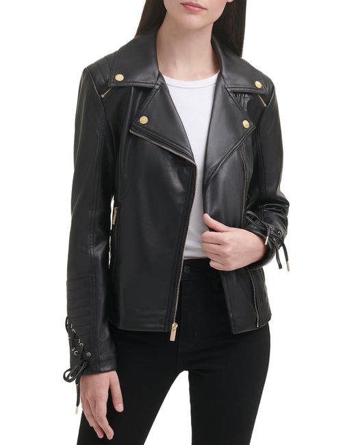 guess asymmetrical leather moto jacket