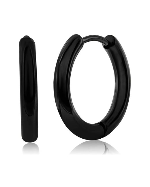 Black Jack Jewelry Black Stainless Steel Hoop Earrings for men