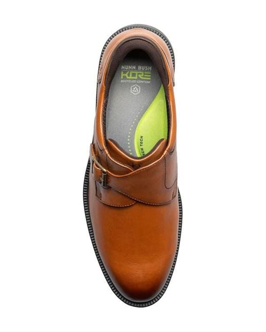 Nunn Bush Brown Kore Ez Hero Plain Toe Monk Shoe for men