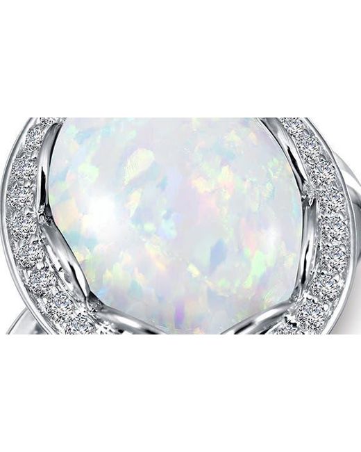 Lafonn Multicolor Art Deco Simulated Opal & Simulated Diamond Halo Ring
