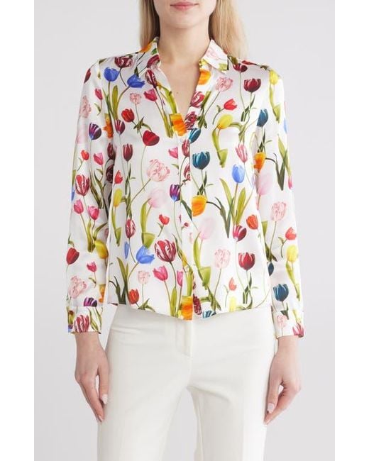 Alice + Olivia Eloise Floral Silk Button-Up Shirt | Lyst Alice + Olivia Eloise Floral Silk Button-Up Shirt | Lyst