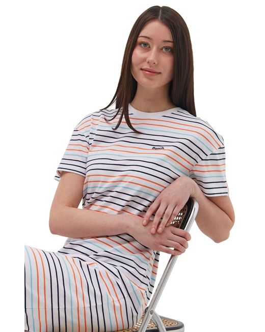 Bench White Phoena Stripe T-shirt Dress