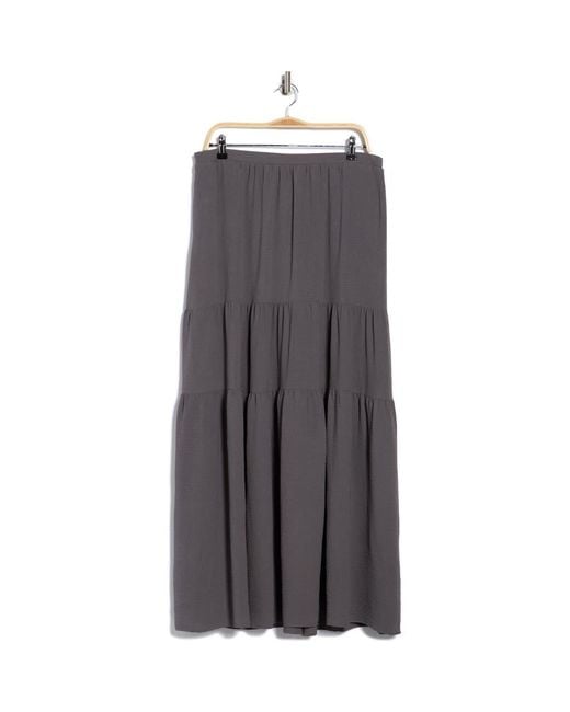Bobeau Gray Pocket Tiered Maxi Skirt