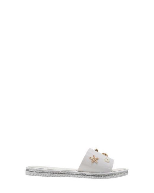 Bebe White Charm Slide Sandal