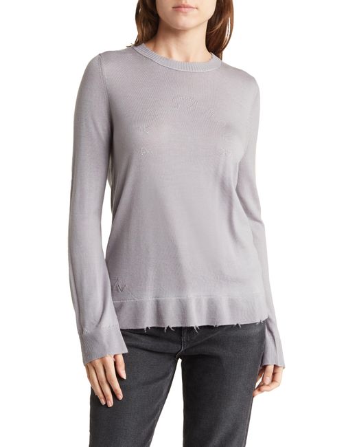 Zadig & Voltaire Miss Paris Strass Embellished Wool Sweater In Grey At