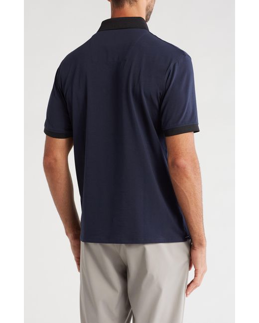 Kenneth Cole Blue Contrast Collar Stretch Cotton Polo for men