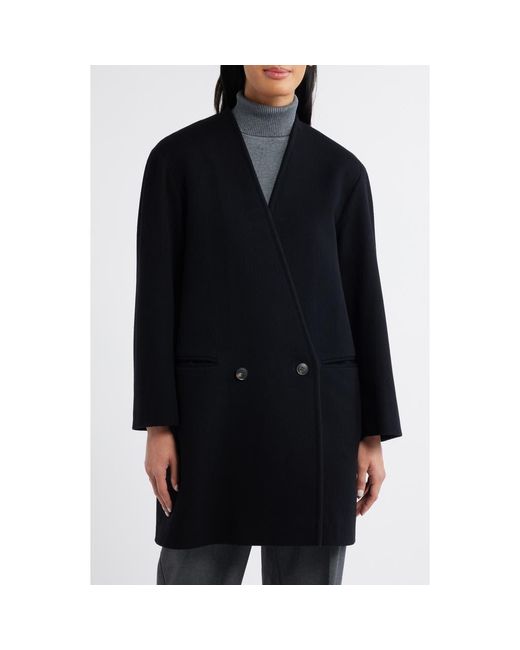 Fleurette Black Clay Collarless Wool Coat
