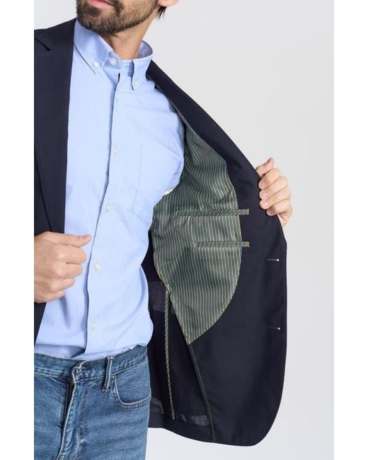 Flynt Blue Journey Solid Wool Sport Coat for men