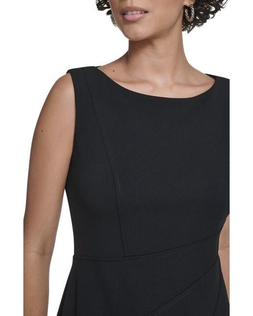 Calvin Klein Black Crepe Seam Midi A-Line Dress
