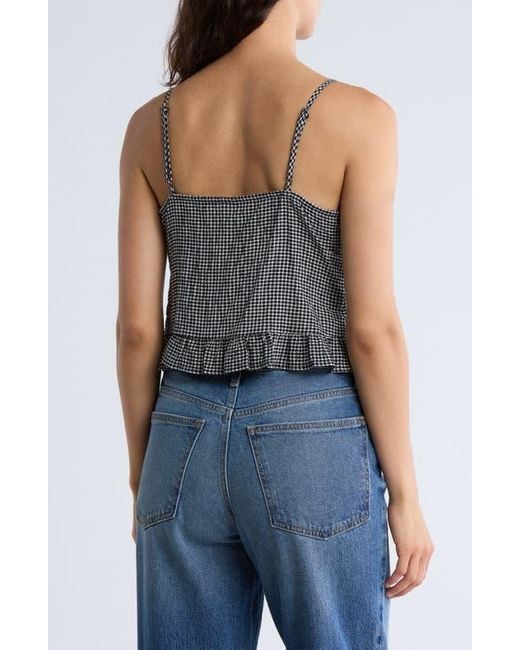 Melrose and Market Gray Cinch Tie Front Ruffle Hem Top