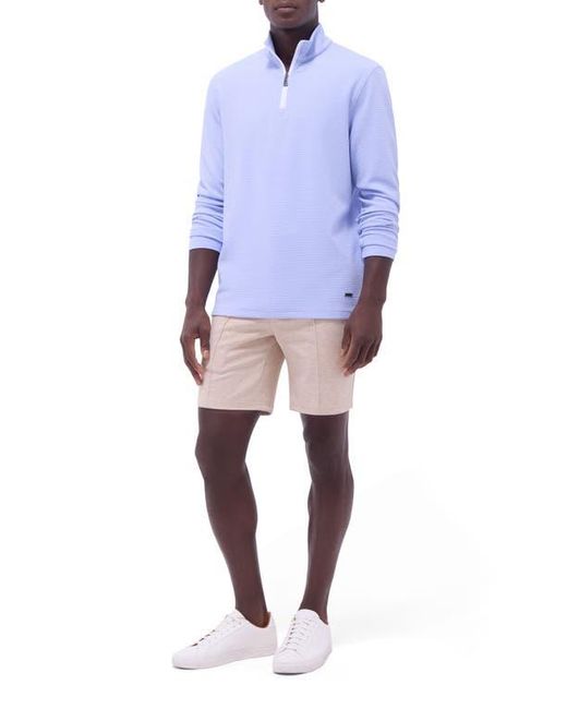 Bugatchi Blue Waffle Knit Quarter Zip Performance Pullover for men