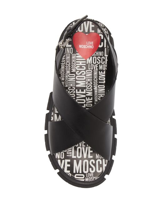 Love Moschino Black Crisscross Platform Slingback Sandal