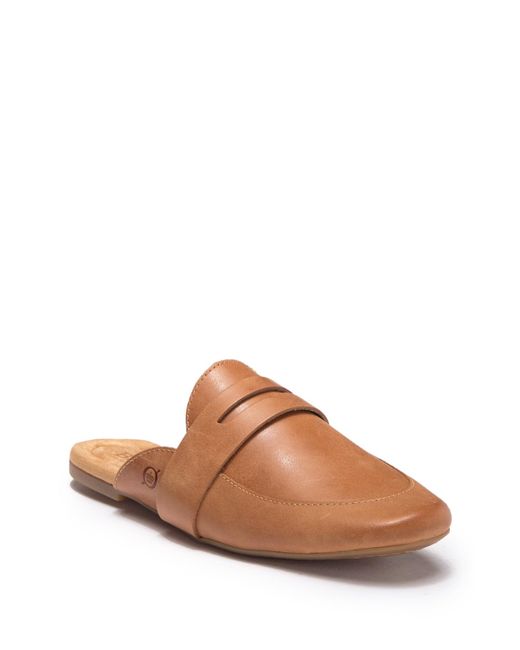 Born Brown Cayo Leather Penny Loafer Mule