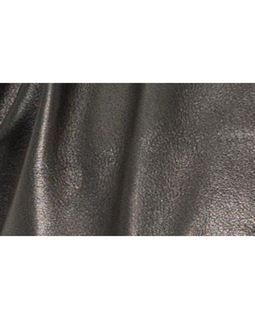 PINOPORTE Black Leather Bomber Jacket for men
