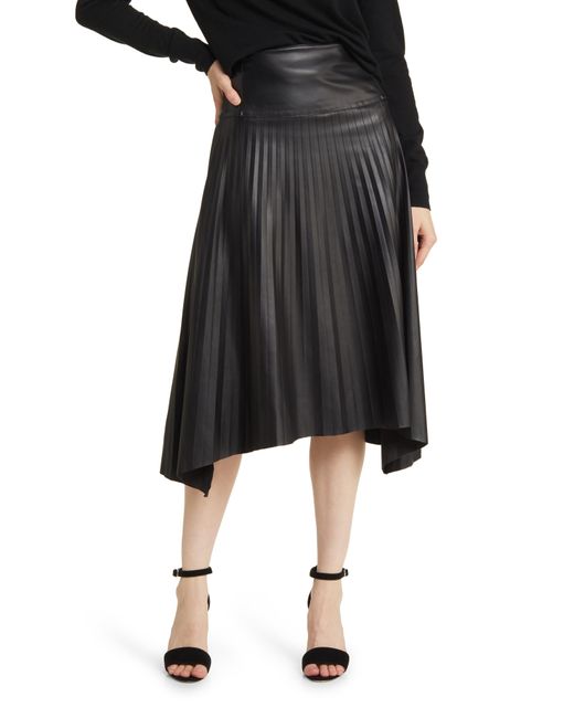 AllSaints Black Sylvy Pleated Faux Leather Skirt