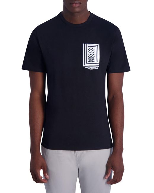 Karl Lagerfeld Blue Rubberized Logo Cotton Graphic T-shirt for men
